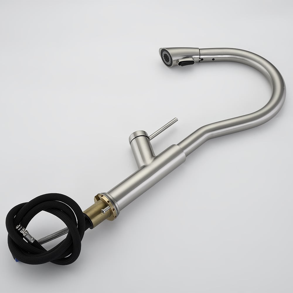 Monobloc Single Lever Handle Kitchen Tap Pull-out Spout in Brushed Nickel window image