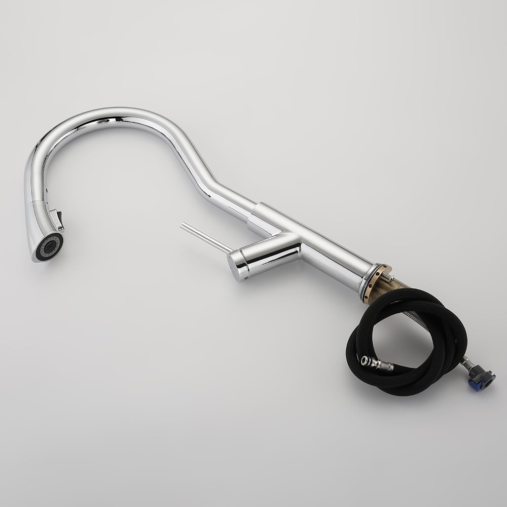 Monobloc Single Lever Handle Kitchen Tap Pull-out Spout in Chrome window image