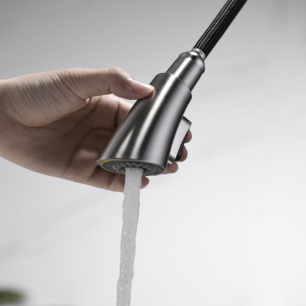 Monobloc Single Lever Handle Kitchen Tap Pull-out Spout in Brushed Nickel window image