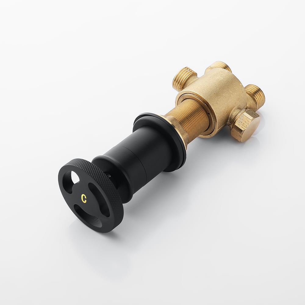 Industrial Deck Mounted Roman Bathtub Faucet with Handshower Solid Brass Matte Black window image