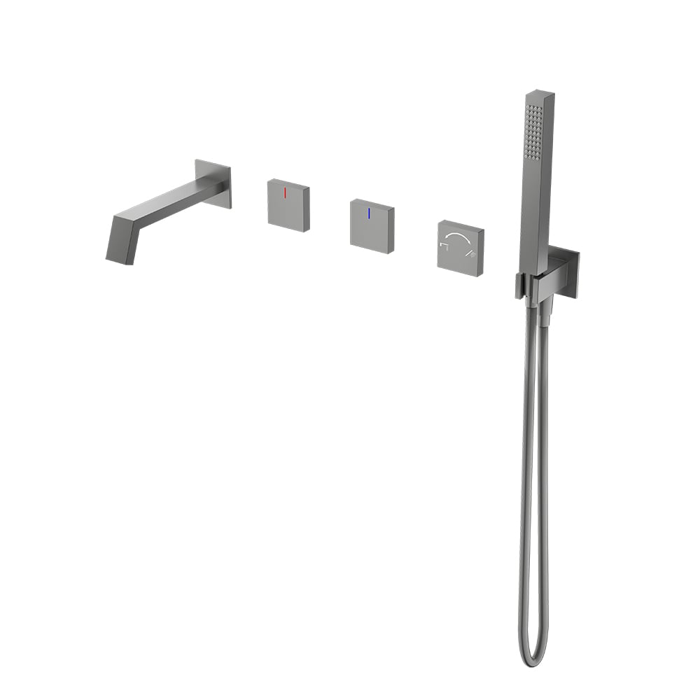 Wandgemonteerde badkraan met handdouche Massief messing in Gunmetal Grey Vensterafbeelding