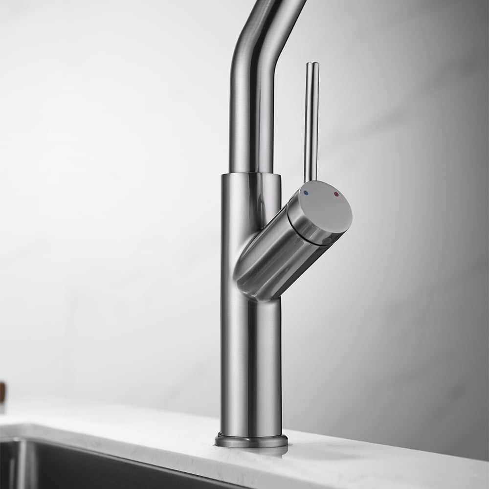 Monobloc Single Lever Handle Kitchen Tap Pull-out Spout in Brushed Nickel window image