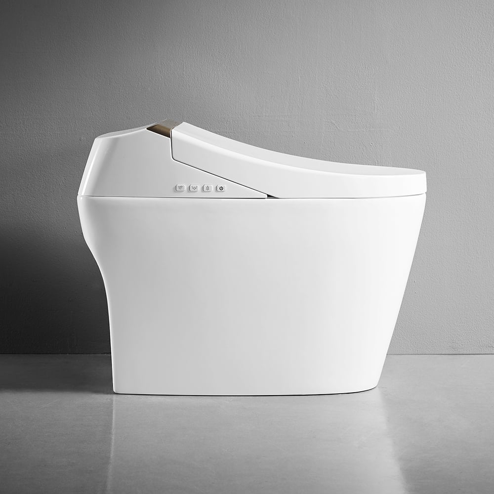 Toilettes automatiques monobloc allongées intelligentes montées au sol autonettoyage image de fenêtre