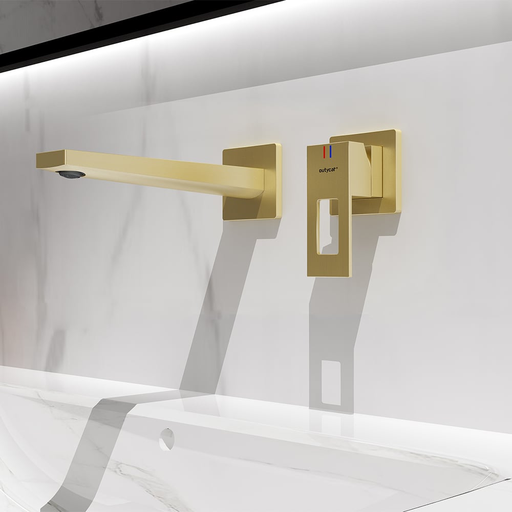 ENGA Handbrause Aus Messing – Gebürstetes Gold, Mit Halterung & Schlauch, Hochdruck-Duschset