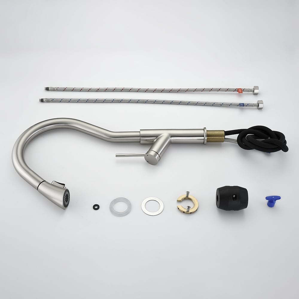 Monobloc Single Lever Handle Kitchen Tap Pull-out Spout in Brushed Nickel window image