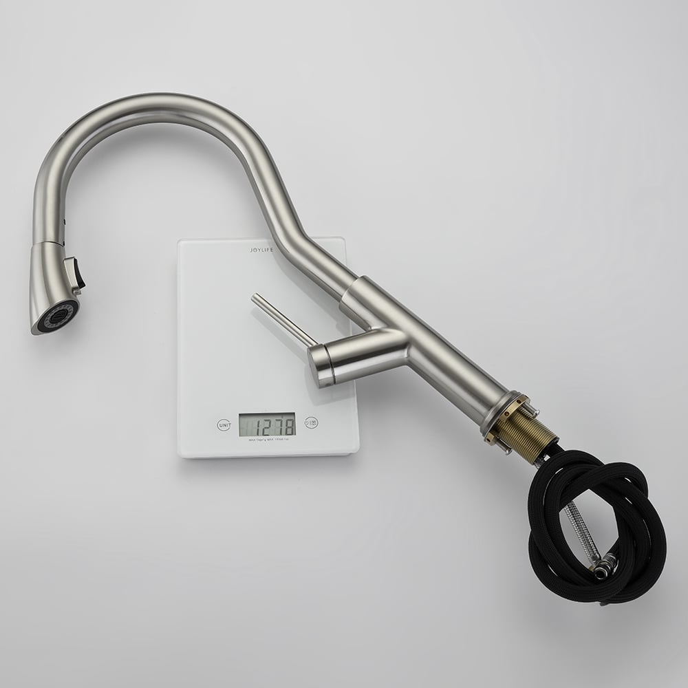 Monobloc Single Lever Handle Kitchen Tap Pull-out Spout in Brushed Nickel window image