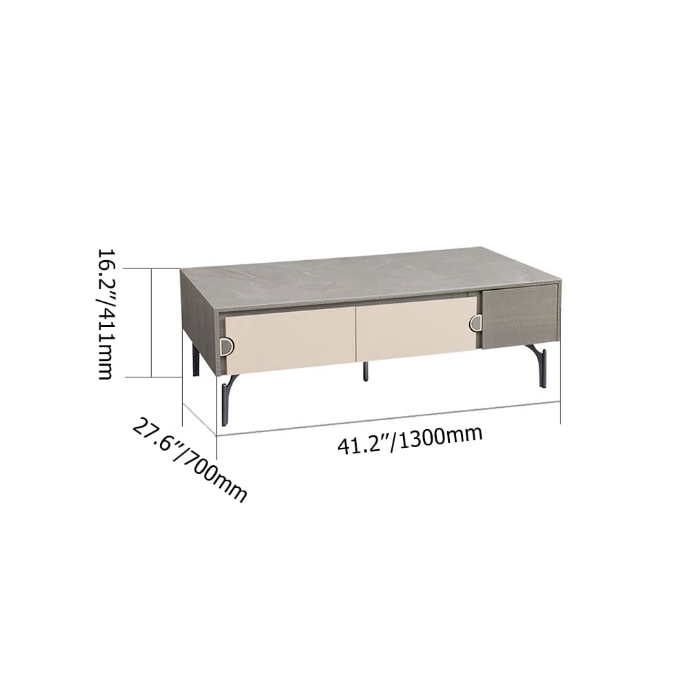 Modern Rectangle Gray Coffe Table with Storage & Sintered Stone Top weights dimensions image