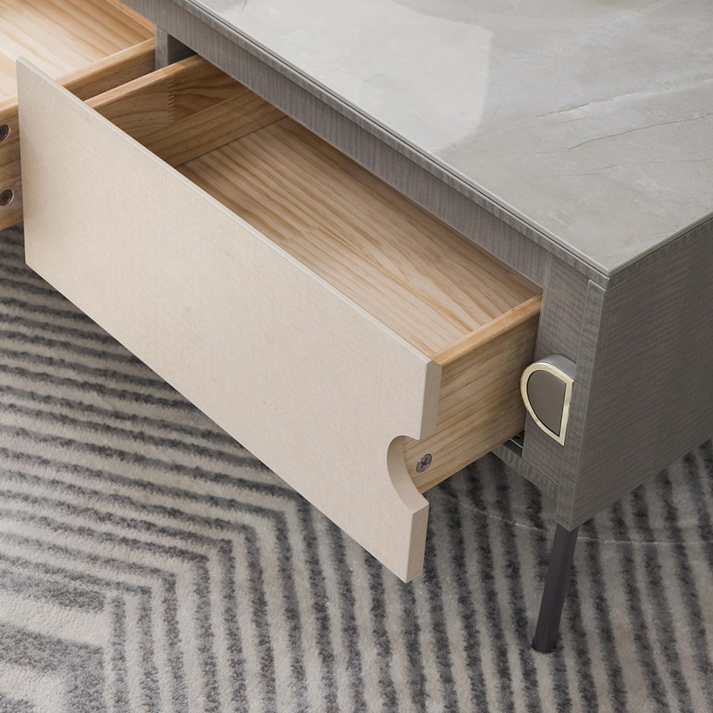 Modern Rectangle Gray Coffe Table with Storage & Sintered Stone Top window image