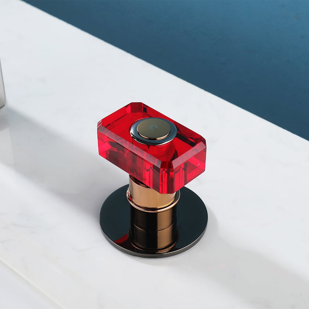 Gunmetal Badezimmer 3-Loch Waschtischarmatur Doppelglasgriff massives Messing Schaufensterbilder