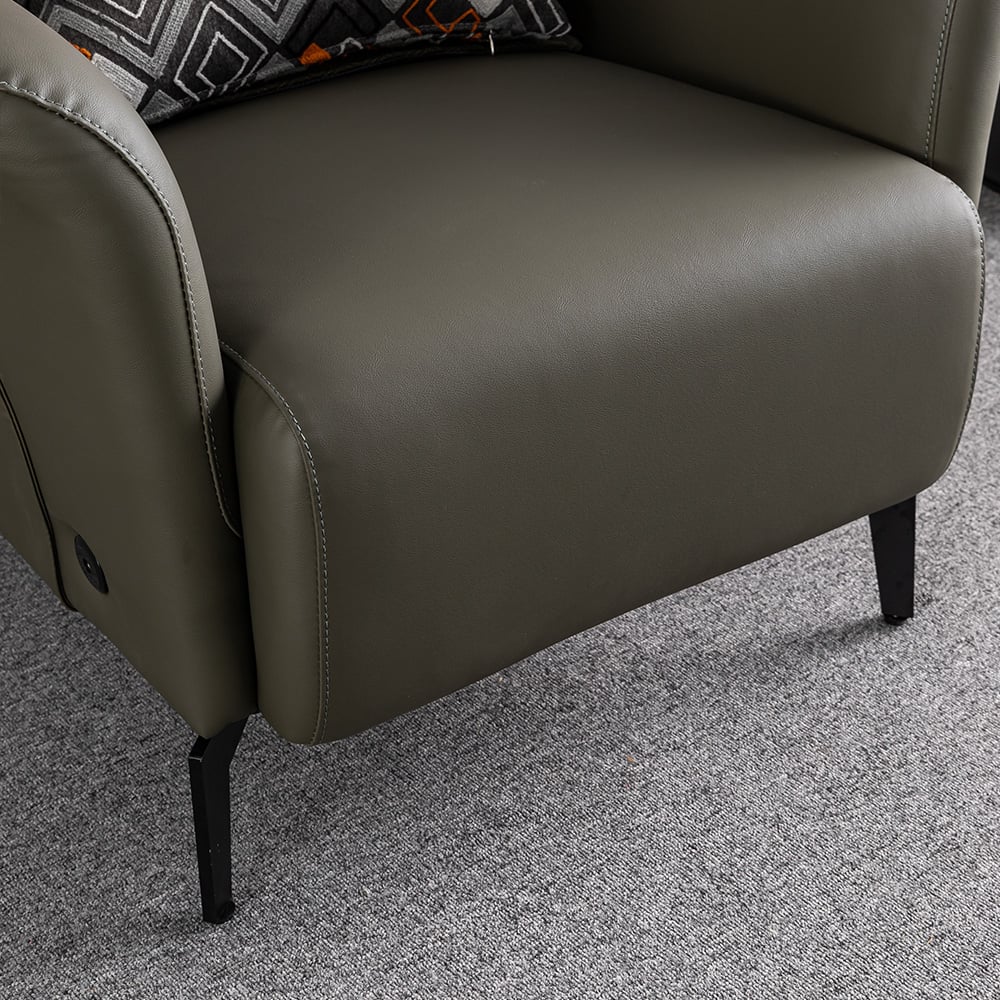 Beheizter Massagesessel Leath-Aire gepolstert mit Fußstütze Hocker und Rückenlehne in Grün Schaufensterbilder