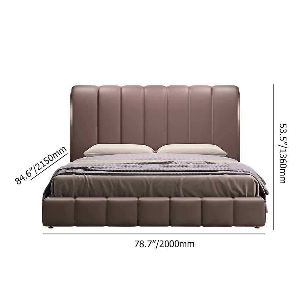 Luxury Microfiber Leather Upholstered Platform Bed in Purple weights dimensions image