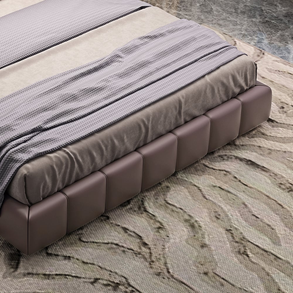 Luxury Microfiber Leather Upholstered Platform Bed in Purple window image