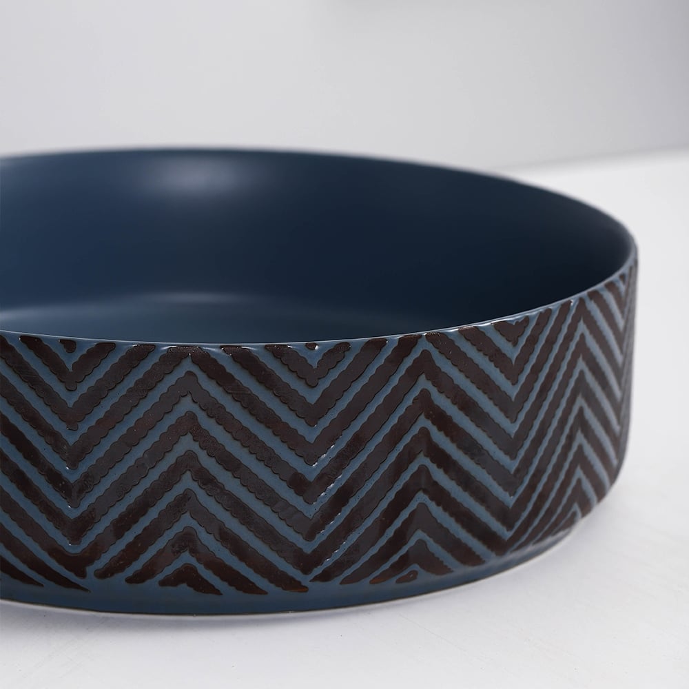 Modern Round Ceramic Sink Vessel Wash Sink in Black & Blue window image
