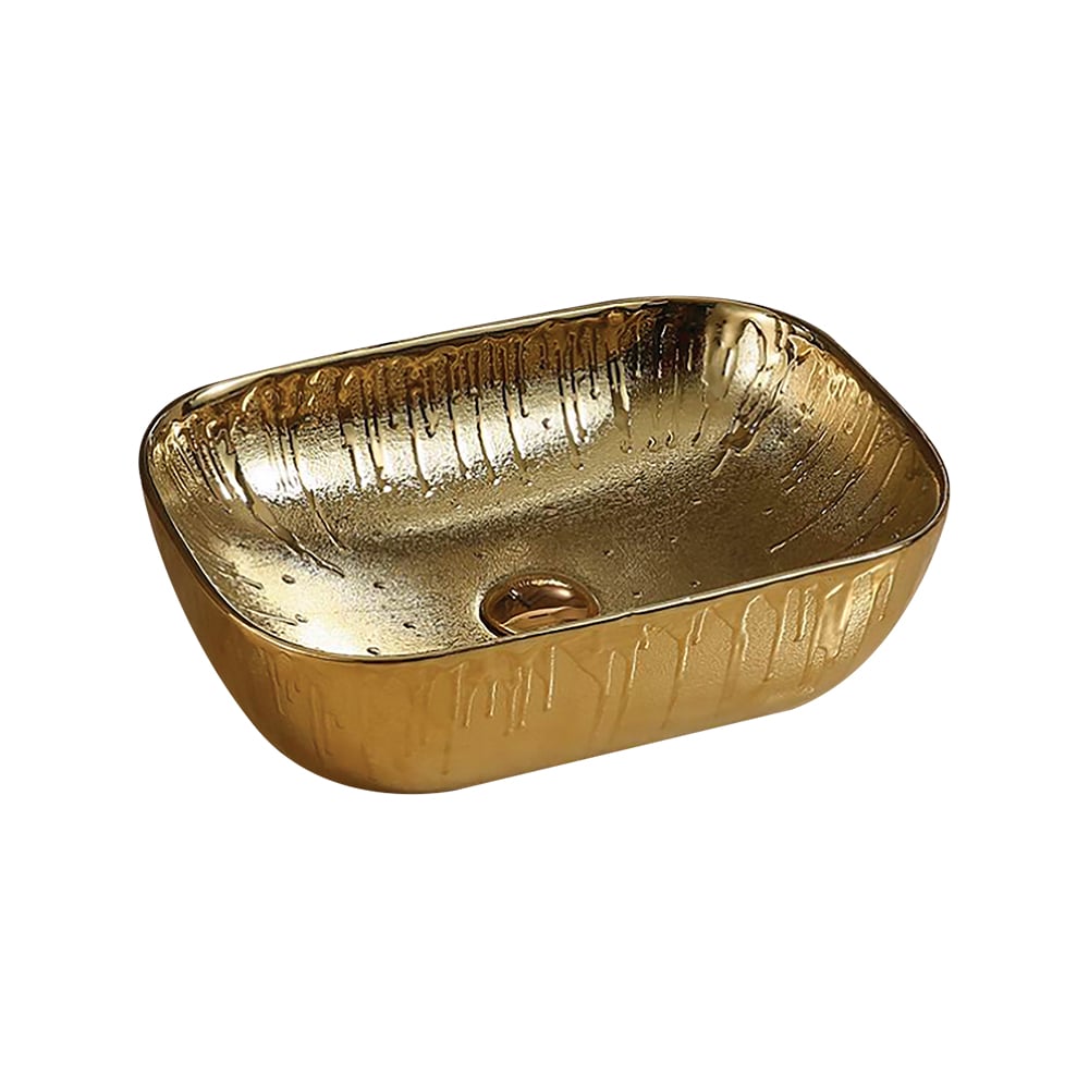 Lavabo en céramique rectangulaire en or de style vintage image de fenêtre