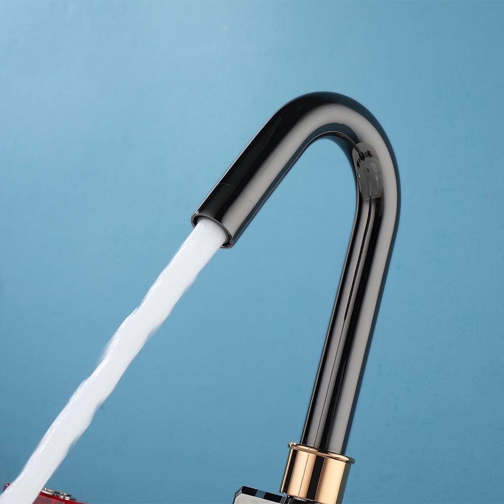 Gunmetal Badezimmer 3-Loch Waschtischarmatur Doppelglasgriff massives Messing Schaufensterbilder