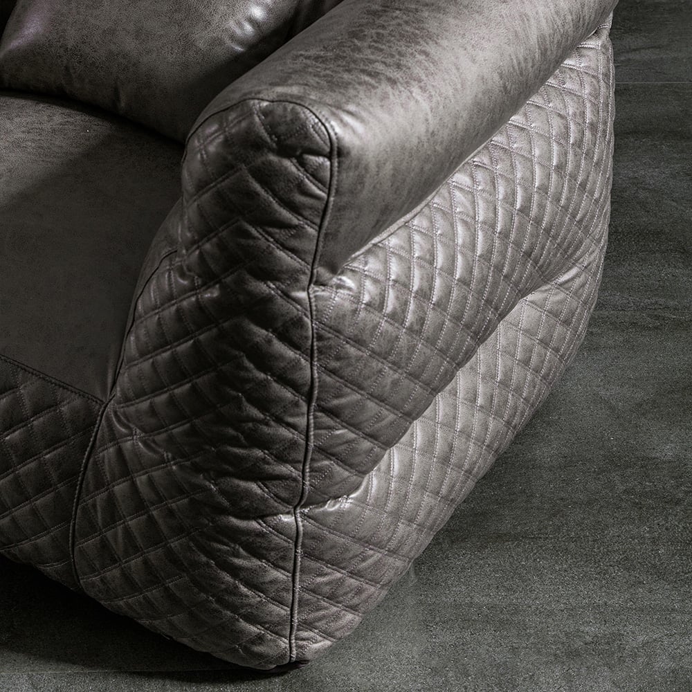 Large Bean Bag Chair Loveseat in Deep Gray with Leath-aire Upholstery window image