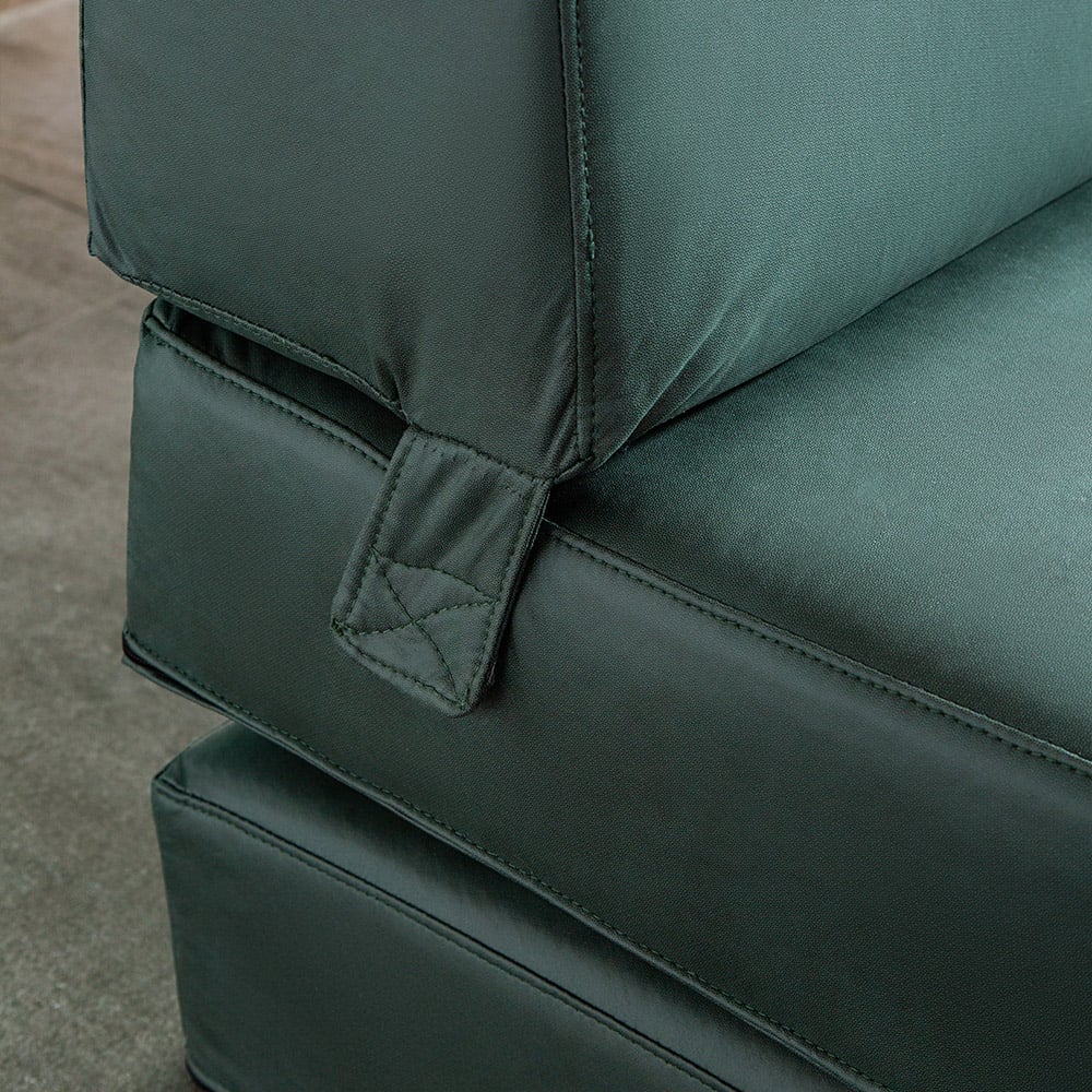 1360mm Leath-aire Sleeper Sofa in Green with Tight Back Convertible Sofa window image