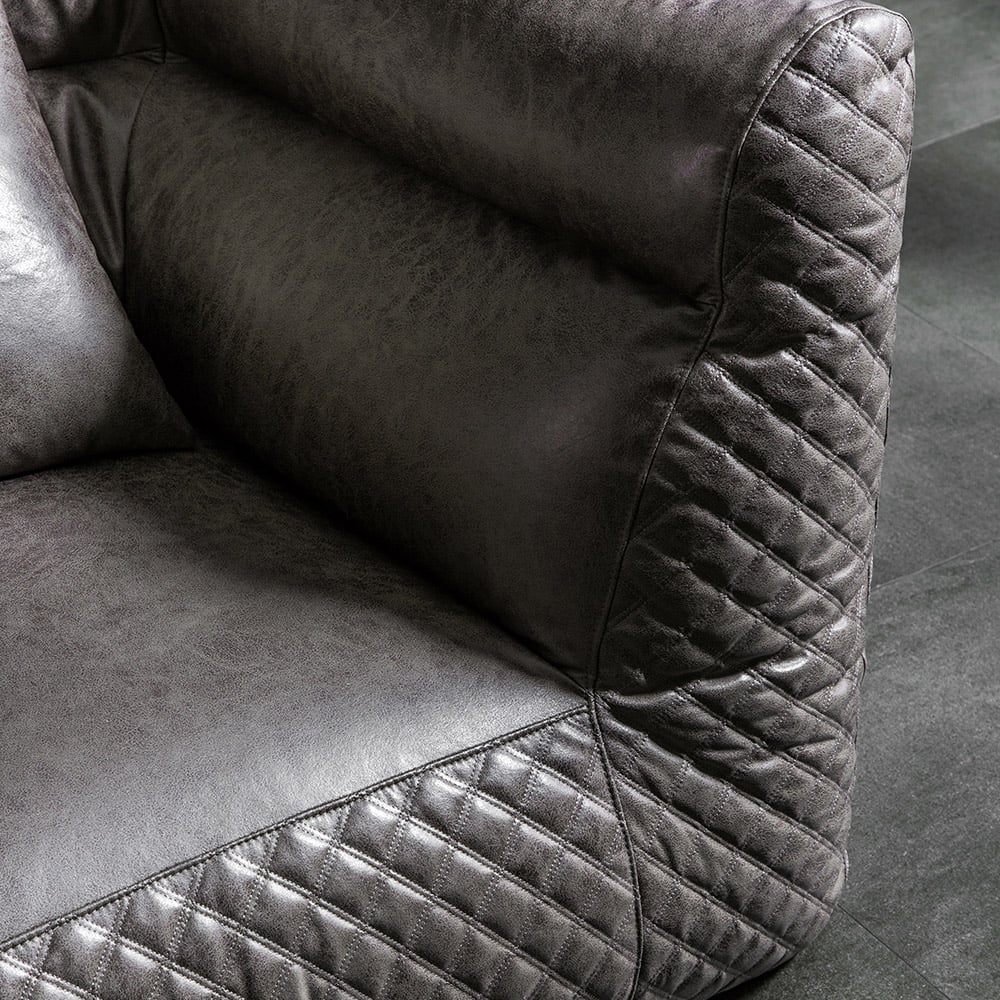 Large Bean Bag Chair Loveseat in Deep Gray with Leath-aire Upholstery window image