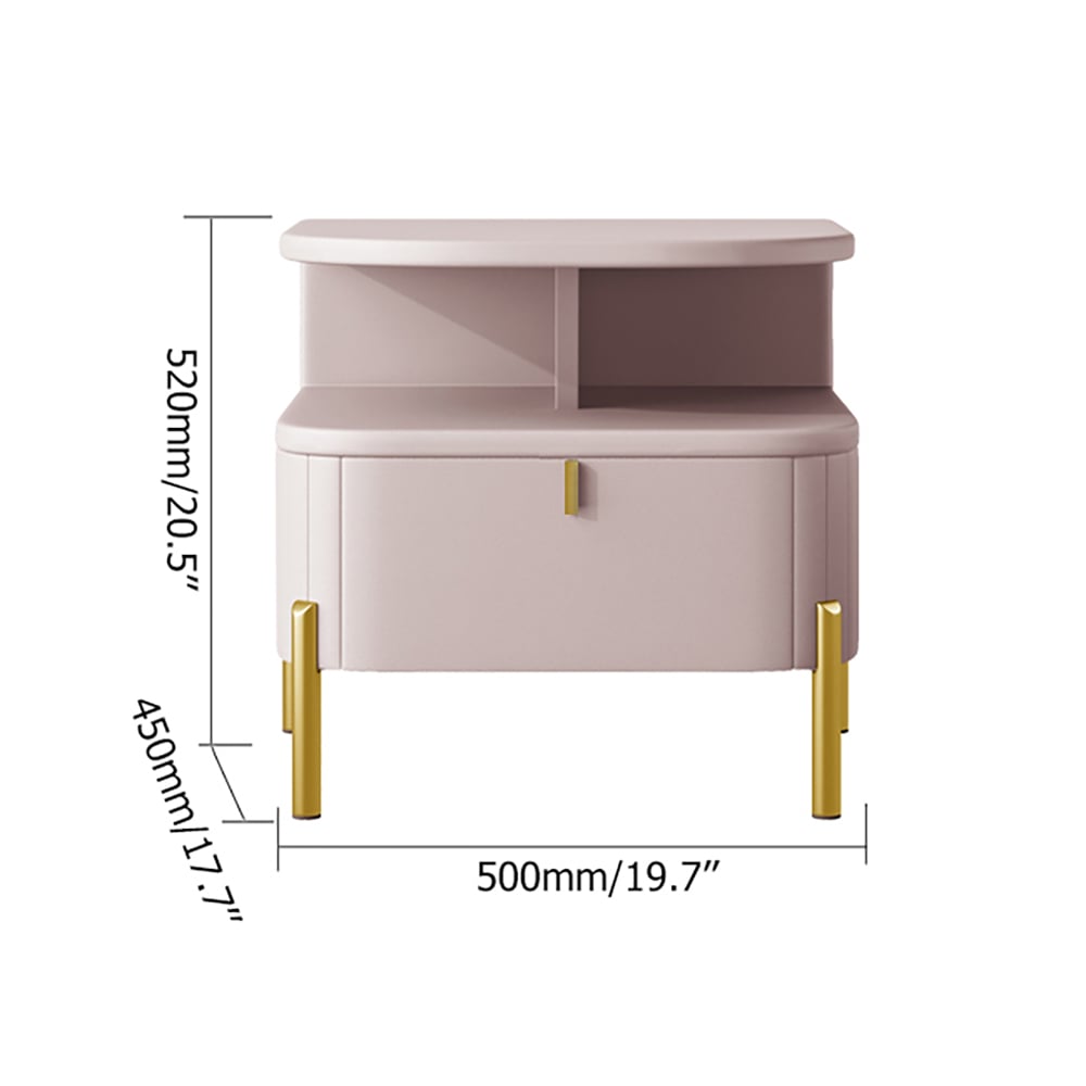 Table de chevet moderne en similicuir rose chic avec rangement 1 tiroir Poids, dimensions, image