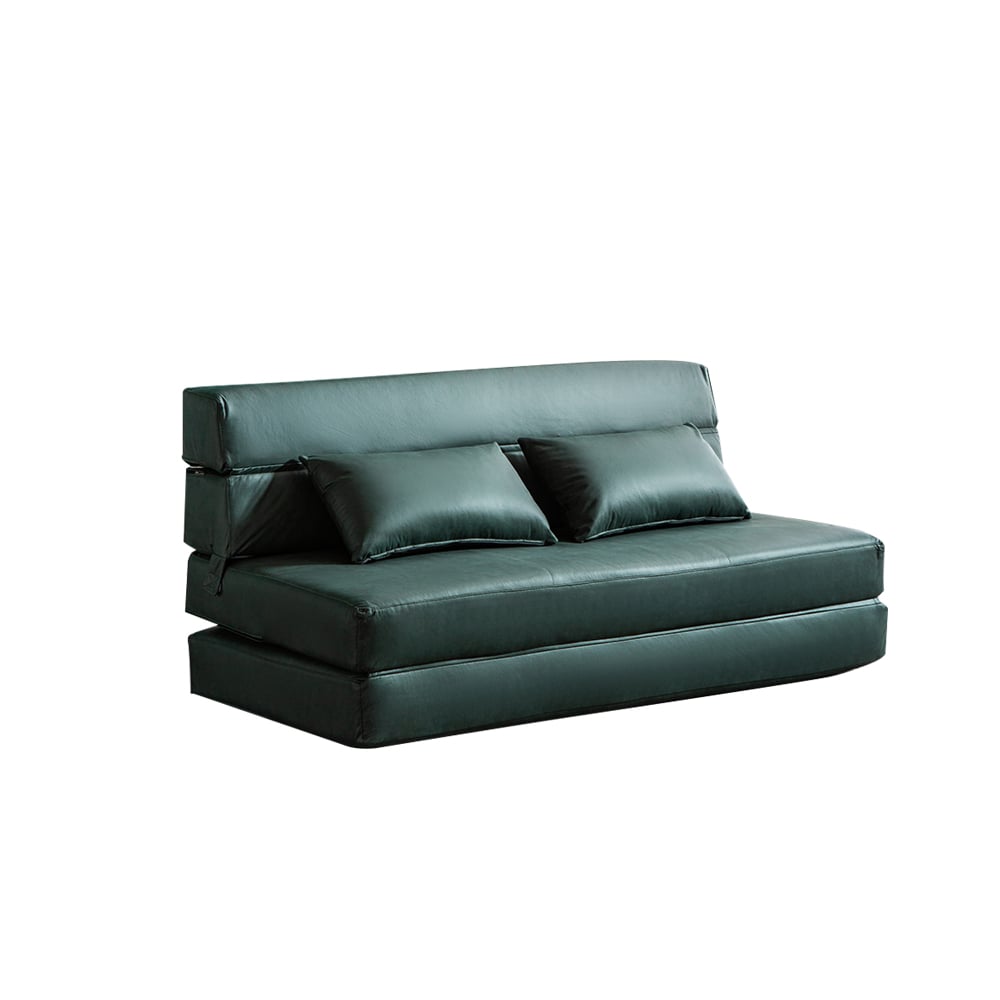 1360mm Leath-aire Sleeper Sofa in Green with Tight Back Convertible Sofa window image