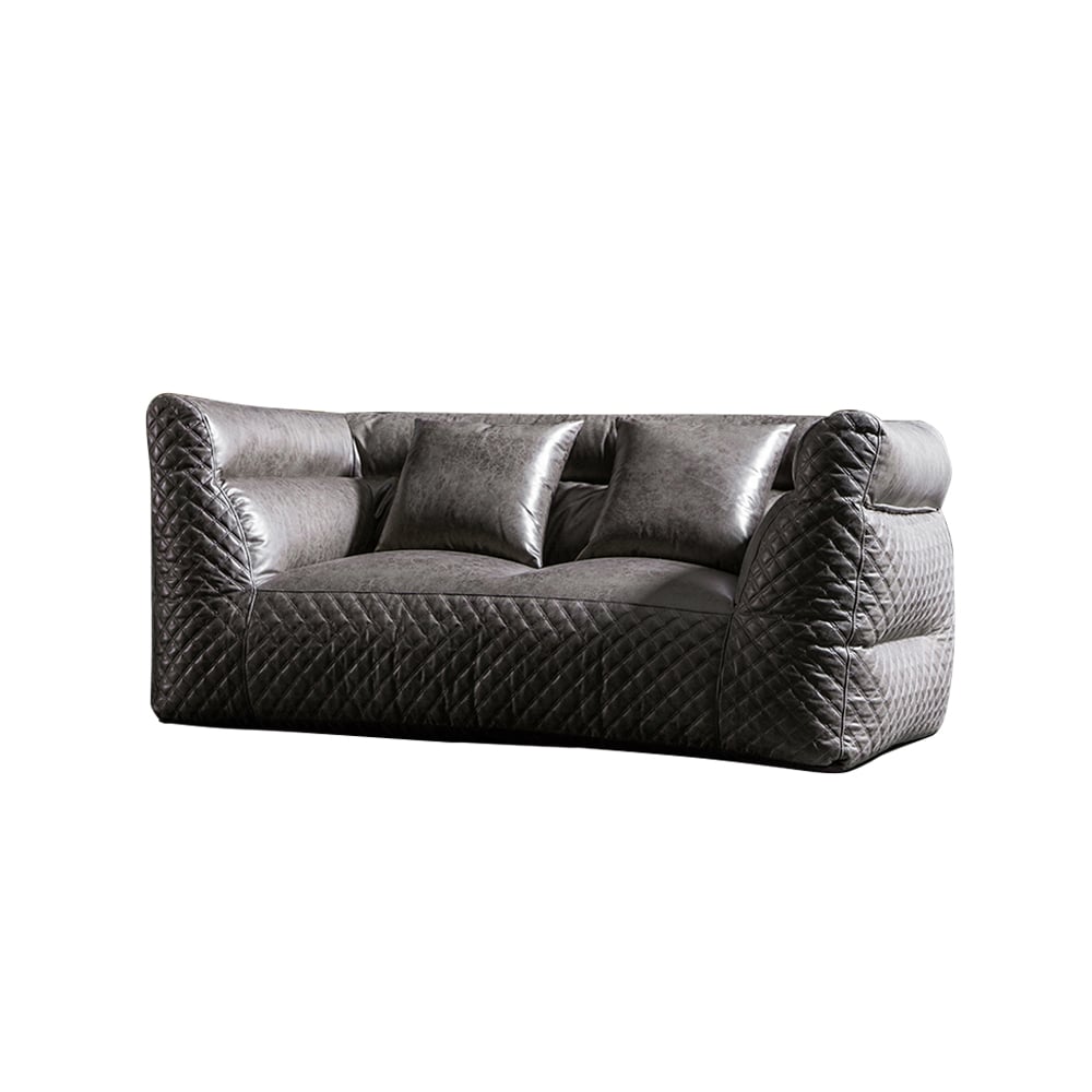 Large Bean Bag Chair Loveseat in Deep Gray with Leath-aire Upholstery window image