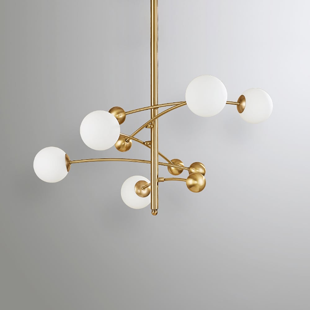 Modern 5-Light Sputnik Chandelier with 350° Swivel Arms in Gold for Living Room window image