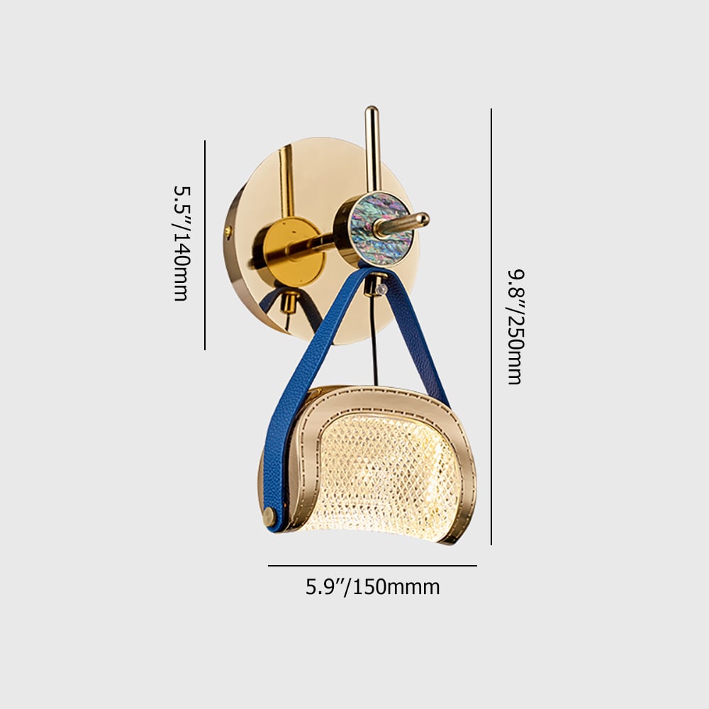 Modern 1-Light Gold LED Wall Sconce with Unique Clear Shade weights dimensions image