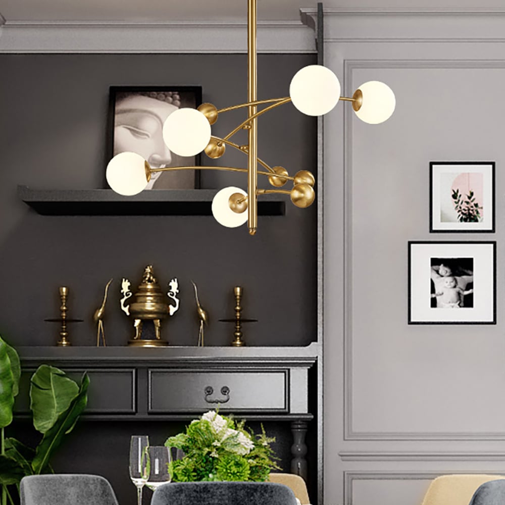Modern 5-Light Sputnik Chandelier with 350° Swivel Arms in Gold for Living Room window image