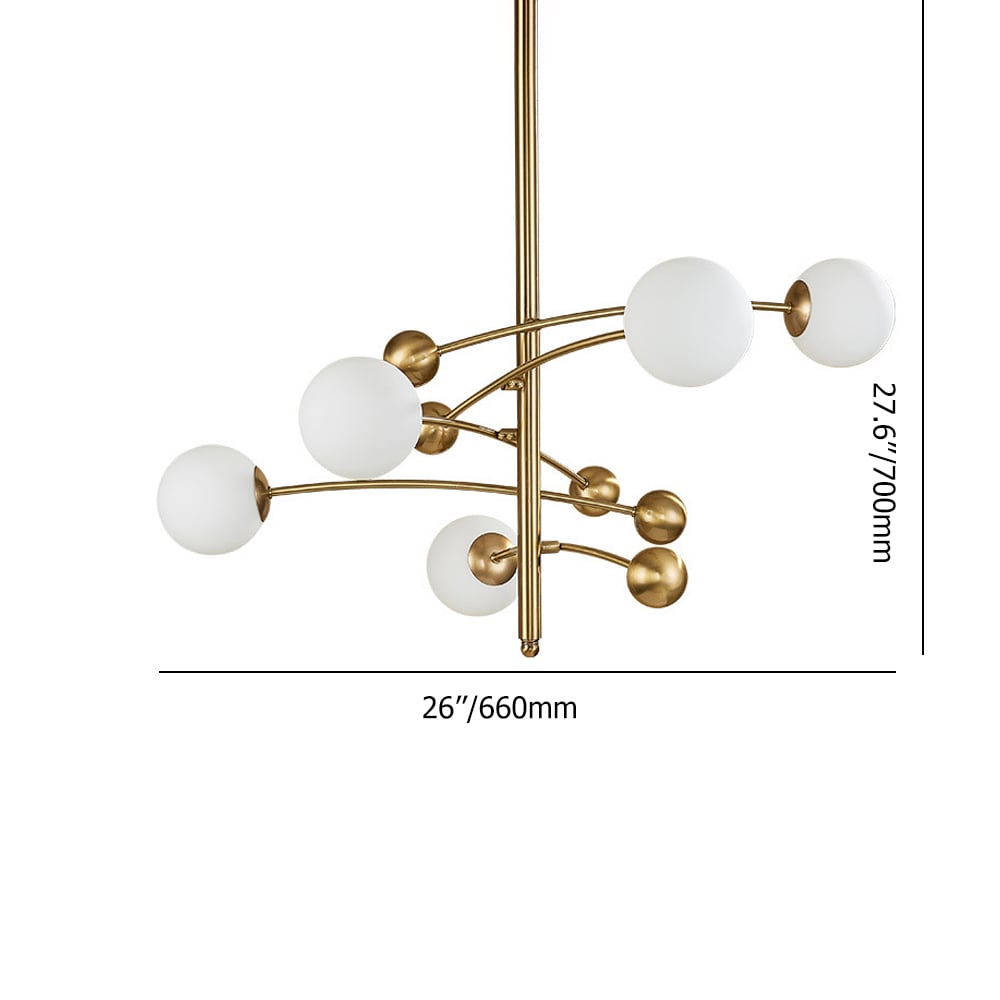 Modern 5-Light Sputnik Chandelier with 350° Swivel Arms in Gold for Living Room weights dimensions image