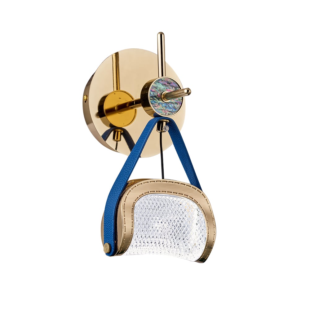 Modern 1-Light Gold LED Wall Sconce with Unique Clear Shade window image