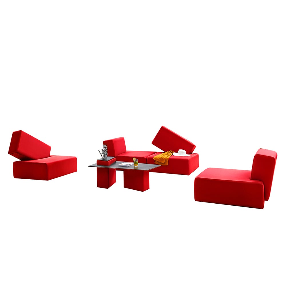 5 Pieces Red Aluminum Frame Outdoor Sofa Set with & Sintered Stone-top Coffee Table window image