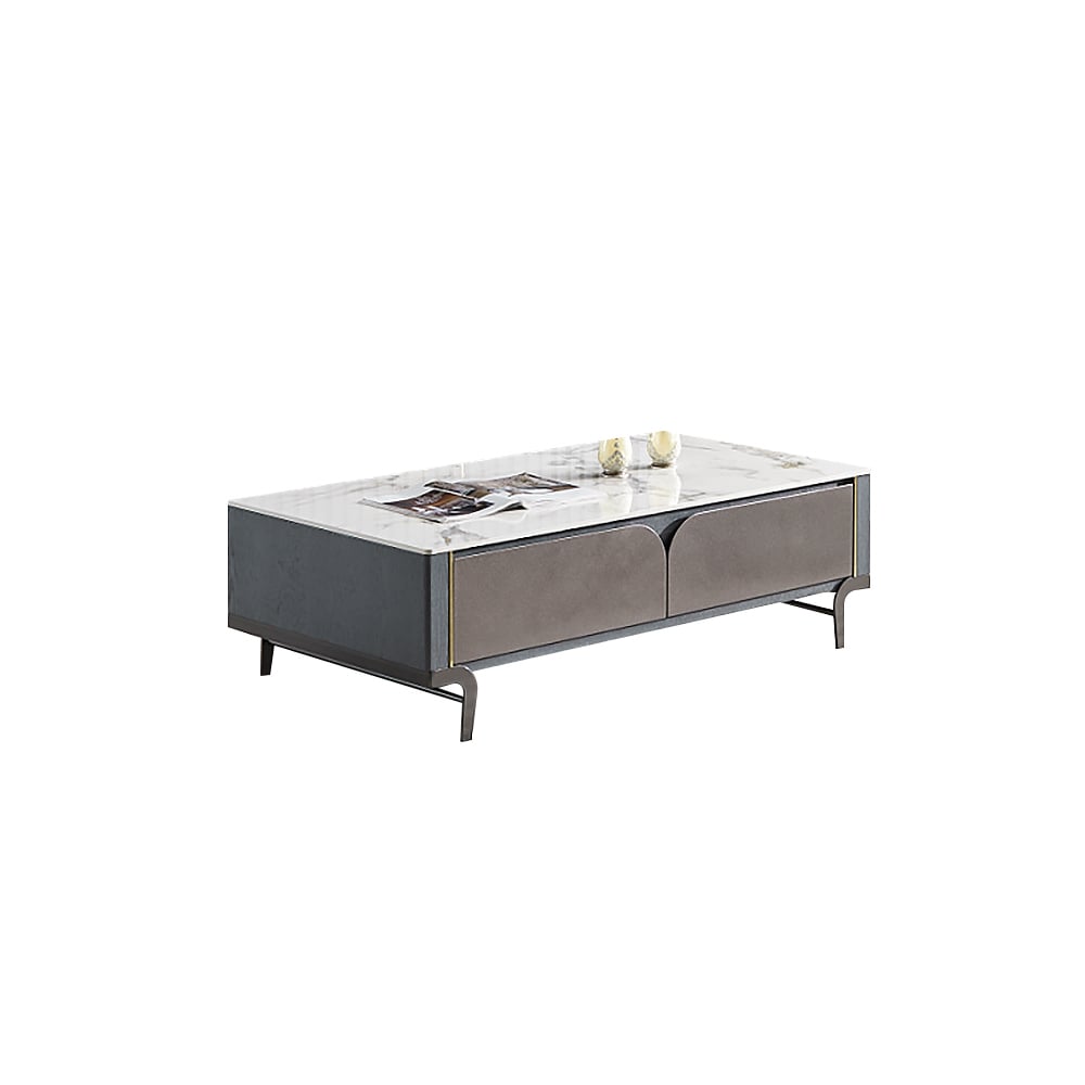 Modern Coffee Table with Storage & 2 Drawers and White Sintered Stone Top window image