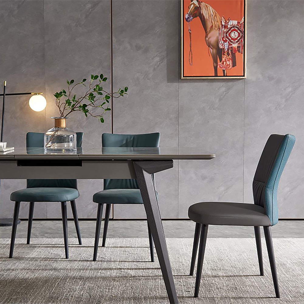 63" Modern Rectangle Extendable Dining Table for 6 Sintered Stone Top & Leaves in Gray window image