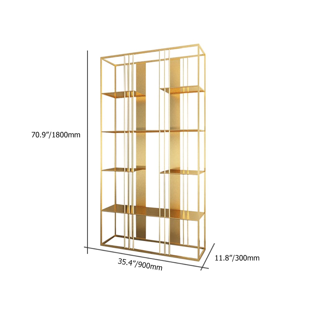 Gold Open Bookshelf 6-Tiered Metal Display Bookcase Decorative Storage Shelves weights dimensions image
