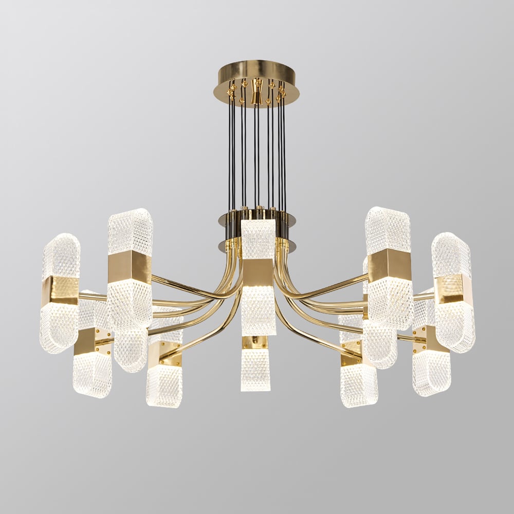 Stric Modern 12-Light Acrylic LED Gold Sputnik Chandelier for Living Room window image