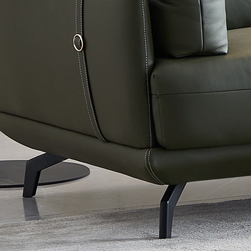 Modern Modular Sectional Sofa Leather Upholstery in Green with Chaise window image