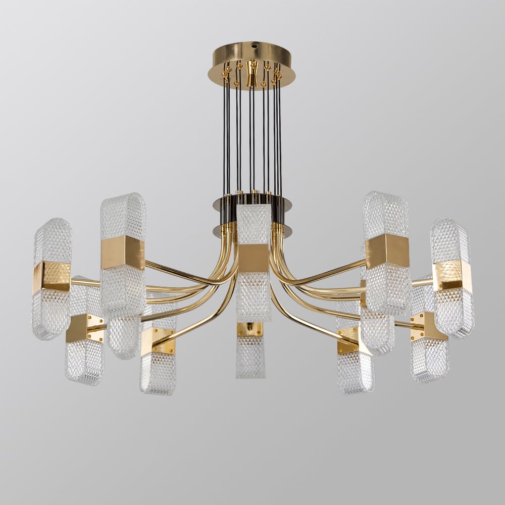 Stric Modern 12-Light Acrylic LED Gold Sputnik Chandelier for Living Room window image