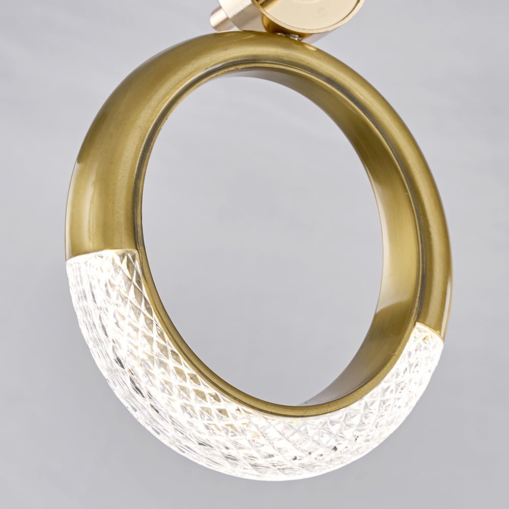 Luz de isla de cocina LED de acrílico dorado lineal de 3 luces para comedor Imagen de ventana