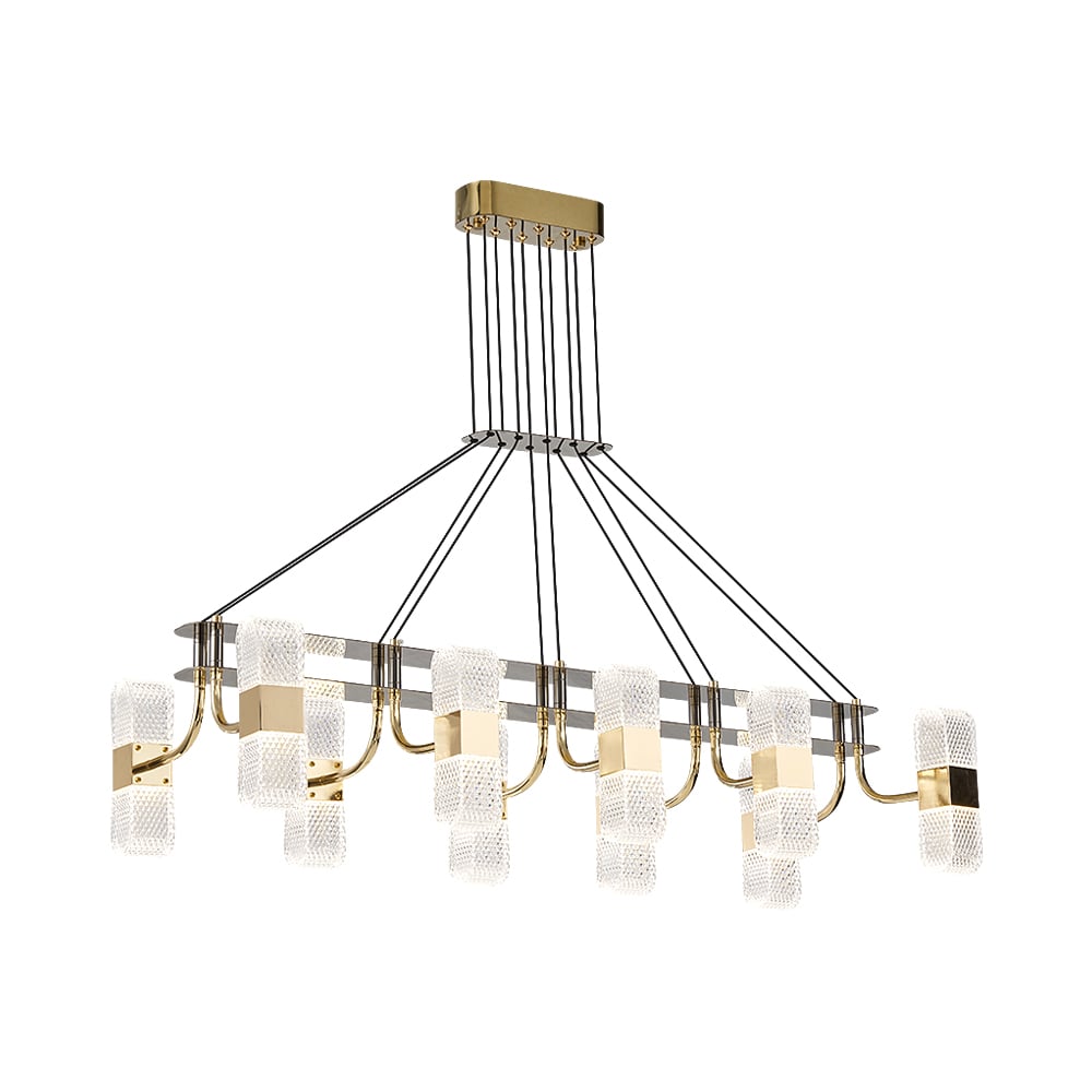Gold 10-Light Acrylic LED Kitchen Island Light 3 Color Mode for Dining Room