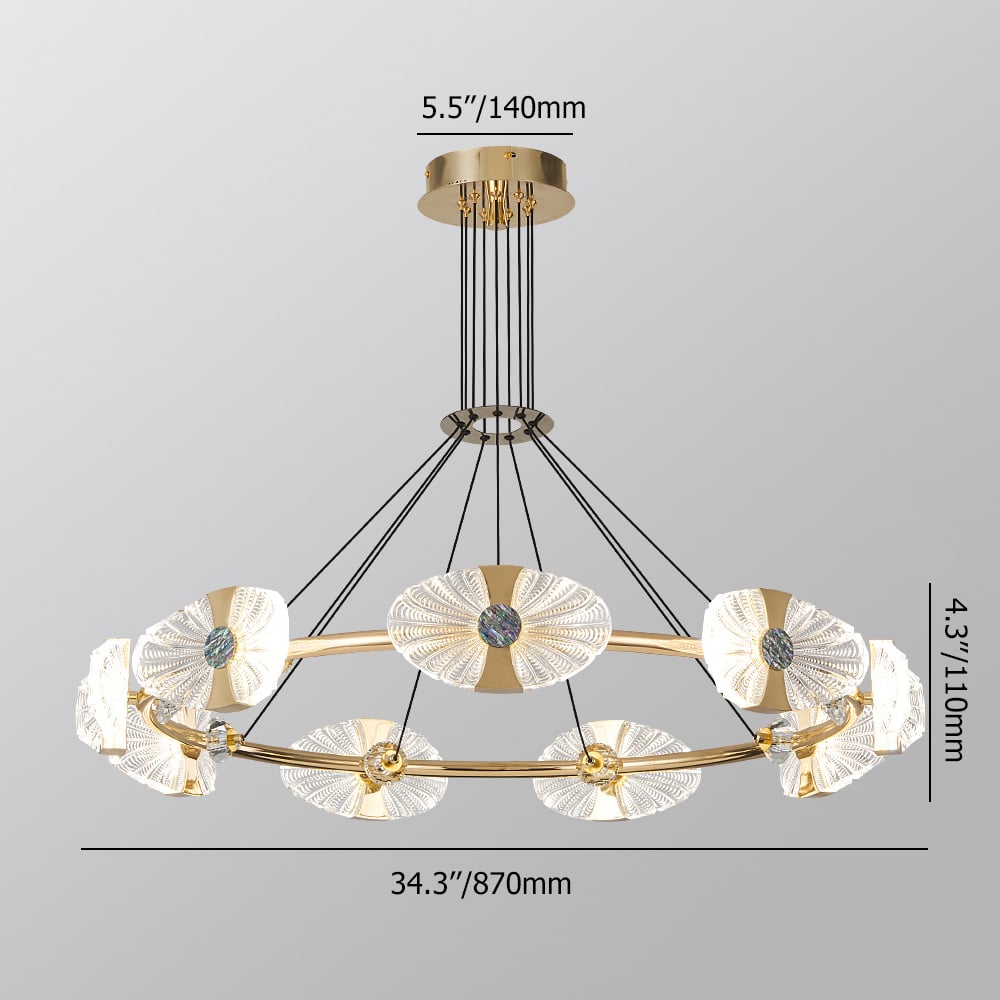 Modern Circle Acrylic LED Chandelier 9-Light for Living Room and Dining Room weights dimensions image