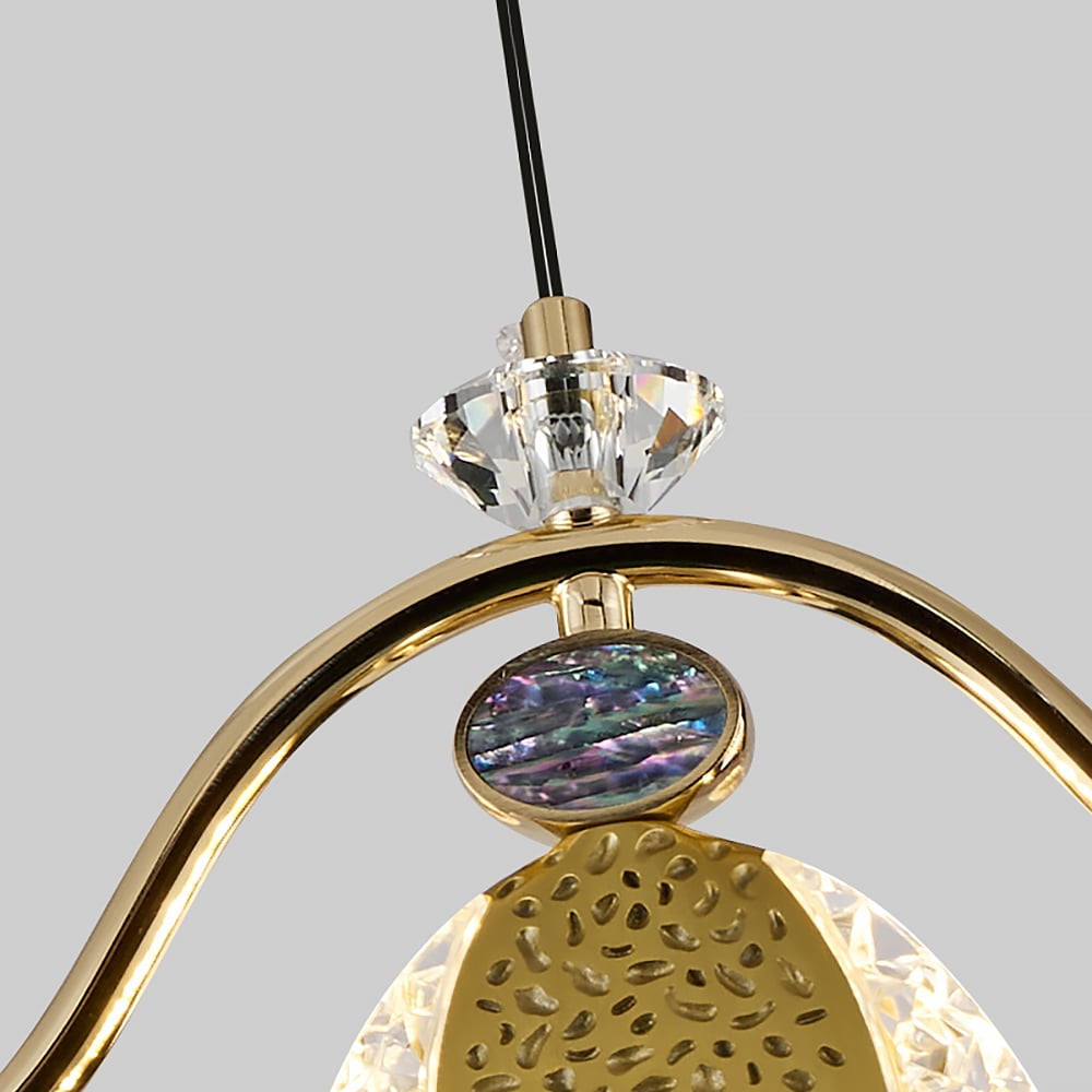 Lámpara de araña LED dorada moderna de 8 luces con cable ajustable para sala de estar y comedor Imagen de ventana