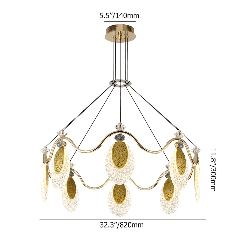 Lámpara de araña LED dorada moderna de 8 luces con cable ajustable para sala de estar y comedor pesos dimensiones imagen