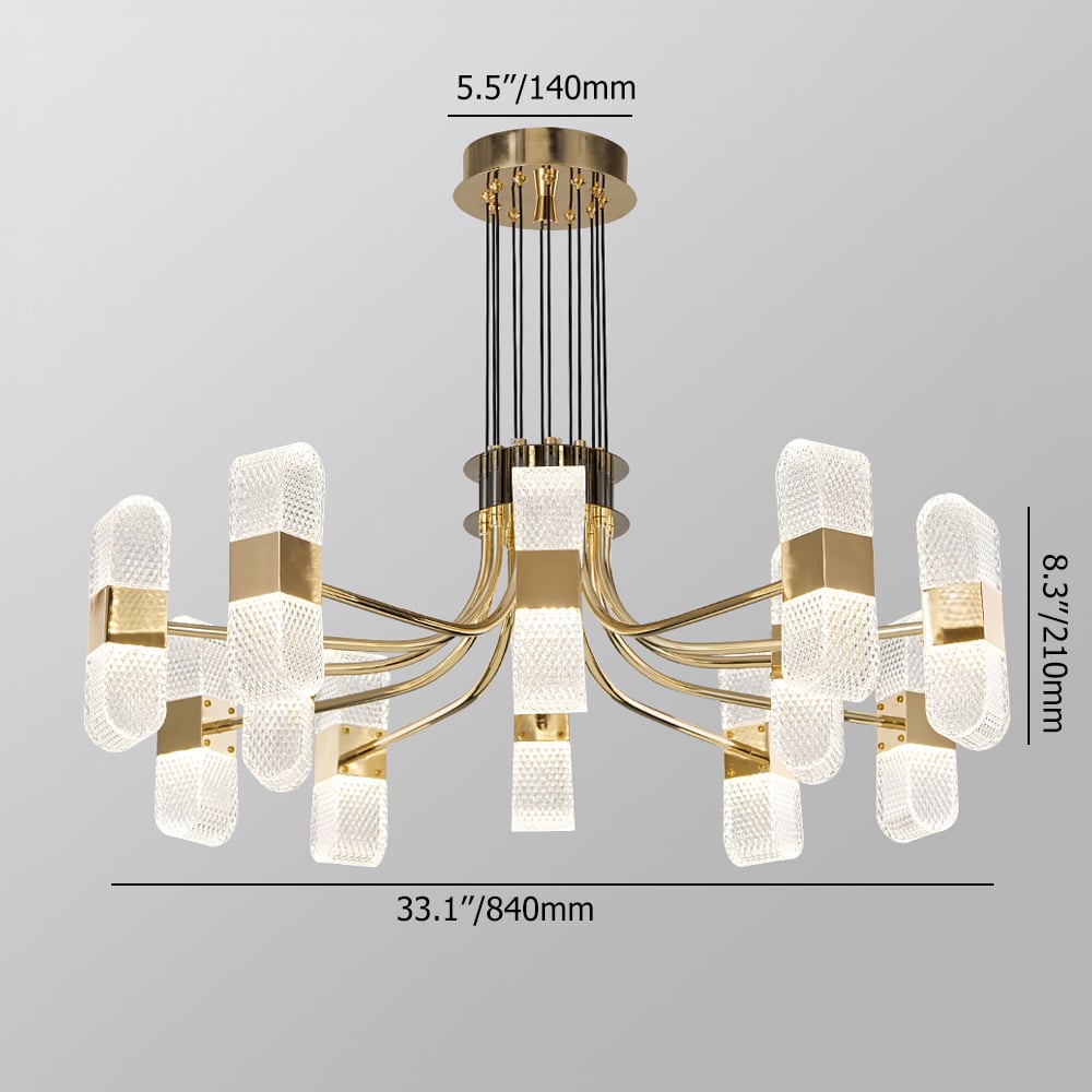 Stric Modern 12-Light Acrylic LED Gold Sputnik Chandelier for Living Room weights dimensions image