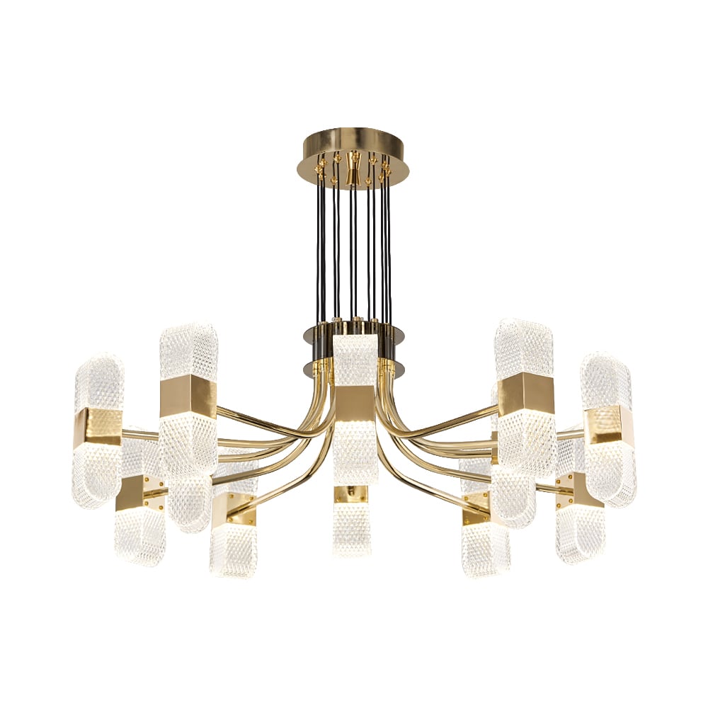 Stric Modern 12-Light Acrylic LED Gold Sputnik Chandelier for Living Room window image