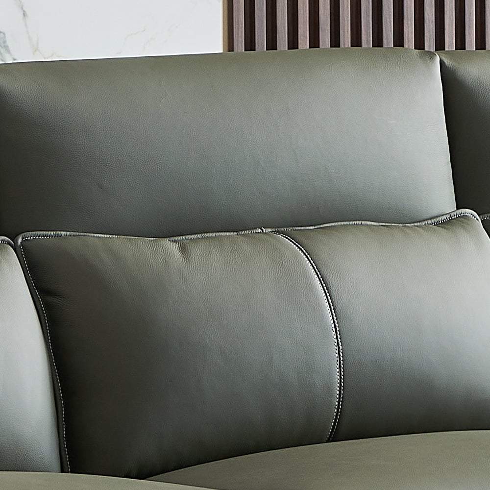 Modern Modular Sectional Sofa Leather Upholstery in Green with Chaise window image