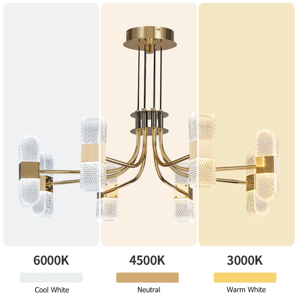Moderne 8-licht acryl LED gouden spoetnik-kroonluchter voor woonkamer Vensterafbeelding