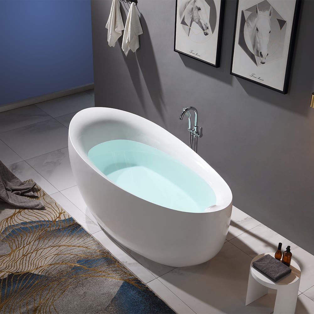 1900mm Freestanding Oval Stone Resin Soaking Bath in Matte White window image