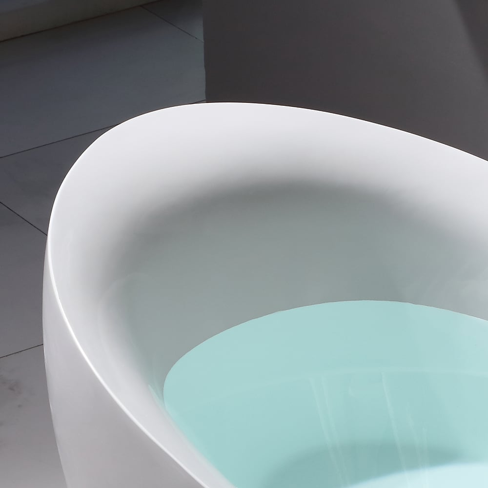 1900mm Freestanding Oval Stone Resin Soaking Bath in Matte White window image