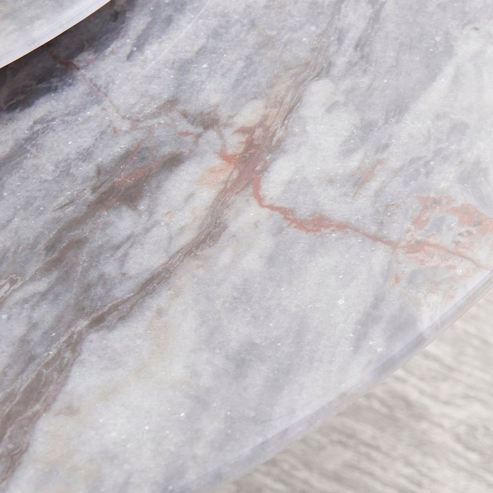 Modern Grey Round Dining Table with Lazy Susan and Faux Marble Tabletop window image