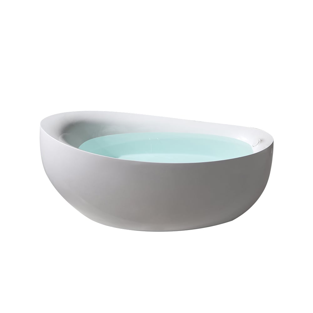 1900mm Freestanding Oval Stone Resin Soaking Bath in Matte White window image